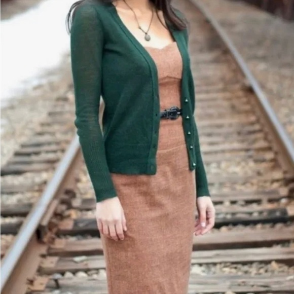 NWT Anthropologie Rust-Brown Tweed Strapless Corset Dress - Size 4 - Picture 4 of 11